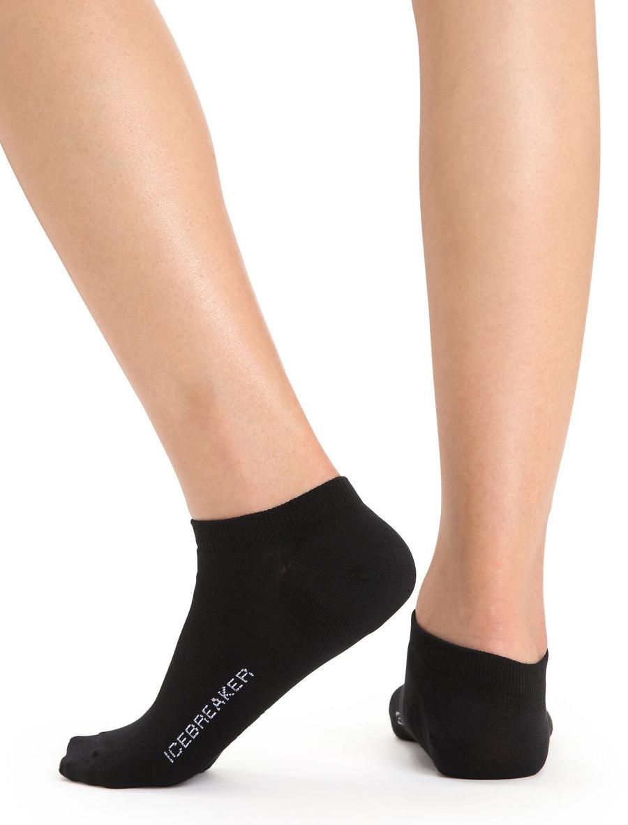 Black / Snow Women's Icebreaker Merino Lifestyle Fine Gauge No Show Socks | USA 1423VRWD